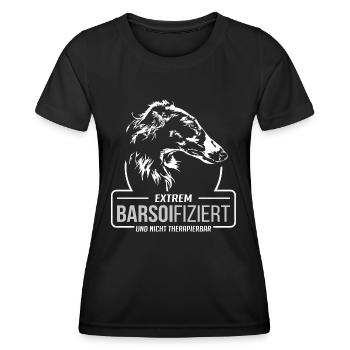 BARSOIFIZIERT Barsoi Hundespruch Hunde Wilsigns - Frauen Funktions-T-Shirt - Schwarz - Vorne - AI Model Female 172 light (172cm)