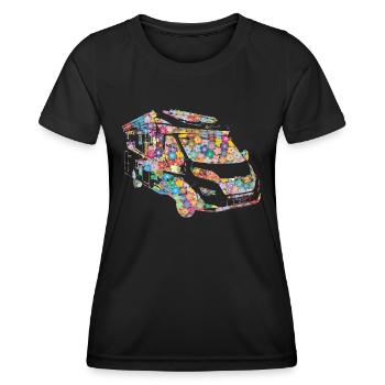 Camping-car fleuri romantique - T-shirt sport Femme - noir - Devant - AI Model Female 172 light (172cm)