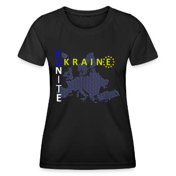 EU - UNITE - UKRAINE - Frauen Funktions-T-Shirt - Schwarz - Vorne - AI Model Female 172 light (172cm)