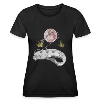 Catfish Fishing - Women's Functional T-Shirt - black - Front - AI Model Female 172 light (172cm)
