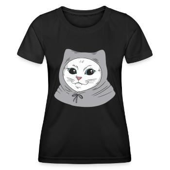 White Main Coon Cat Cat Outfit for - Women's Functional T-Shirt - black - Front - AI Model Female 172 light (172cm)