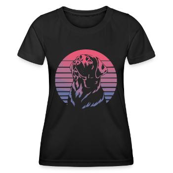 Retro Sunset Dog - Stylischer Hund im Retro-Look - Frauen Funktions-T-Shirt - Schwarz - Vorne - AI Model Female 172 light (172cm)