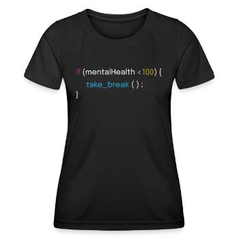 Santé mentale et conception du codage - T-shirt sport Femme - noir - Devant - AI Model Female 172 light (172cm)