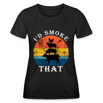 I'd Smoke That BBQ lustiger Grill Spruch retro - Frauen Funktions-T-Shirt - Schwarz - Vorne - AI Model Female 172 light (172cm)