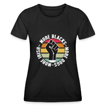 Plus de Noirs Plus de chiens Plus irlandais - T-shirt sport Femme - noir - Devant - AI Model Female 172 light (172cm)