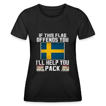 Wenn diese Flagge sie beleidigt, werde ich Ihnen helfen - Frauen Funktions-T-Shirt - Schwarz - Vorne - AI Model Female 172 light (172cm)