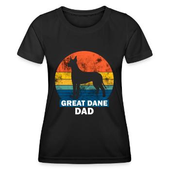 Great Dane Dad Dogge Silhouette Retro Kreis Grunge - Frauen Funktions-T-Shirt - Schwarz - Vorne - AI Model Female 172 light (172cm)