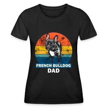 French Bulldog Dad Retro Grunge - T-shirt sport Femme - noir - Devant - AI Model Female 172 light (172cm)