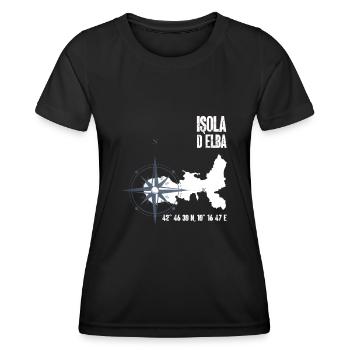 Île d’Elbe Coordonnées Carte Vacances - T-shirt sport Femme - noir - Devant - AI Model Female 172 light (172cm)