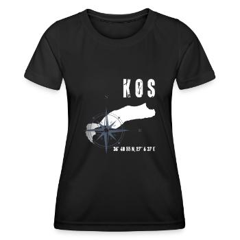 Île de Kos Coordonnées Carte Vacances - T-shirt sport Femme - noir - Devant - AI Model Female 172 light (172cm)