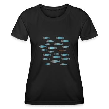 Fish shoal Swim against the current - Women's Functional T-Shirt - black - Front - AI Model Female 172 light (172cm)