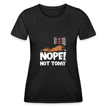 Springpferd ruht sich vor dem Sprung aus - Frauen Funktions-T-Shirt - Schwarz - Vorne - AI Model Female 172 light (172cm)