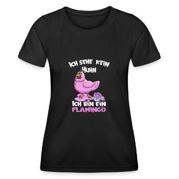 Flamingo rosa Huhn Cartoon - Frauen Funktions-T-Shirt - Schwarz - Vorne - AI Model Female 172 light (172cm)