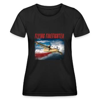 Brandbekämpfung Waldrand Löschflugzeug Vintage - Frauen Funktions-T-Shirt - Schwarz - Vorne - AI Model Female 172 light (172cm)