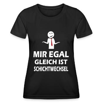 Mir egal gleich ist Schichtwechsel Schichtarbeiter - Frauen Funktions-T-Shirt - Schwarz - Vorne - AI Model Female 172 light (172cm)