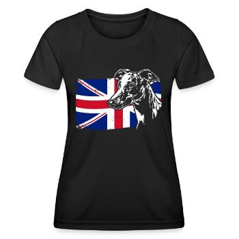 WHIPPET Union Jack Flag Dogs Wilsigns - Women's Functional T-Shirt - black - Front - AI Model Female 172 light (172cm)