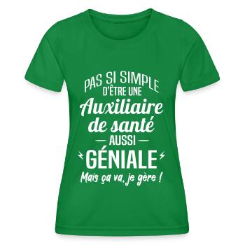 Auxiliaire de santé - T-shirt sport Femme - vert - Devant - AI Model Female 172 dark (172cm)