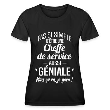 Cheffe de service - T-shirt sport Femme - noir - Devant - AI Model Female 172 light (172cm)