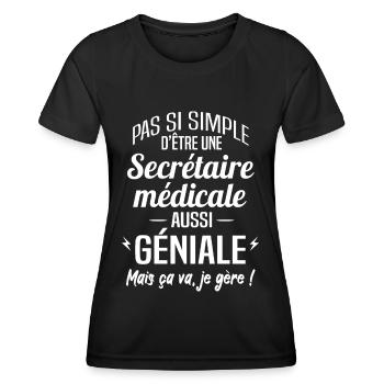 secrétaire médicale - T-shirt sport Femme - noir - Devant - AI Model Female 172 light (172cm)