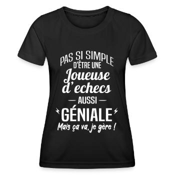 Joueuse d'echecs - T-shirt sport Femme - noir - Devant - AI Model Female 172 light (172cm)