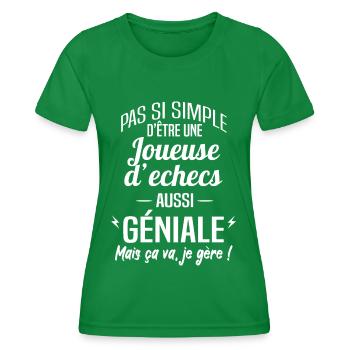 Joueuse d'echecs - T-shirt sport Femme - vert - Devant - AI Model Female 172 dark (172cm)