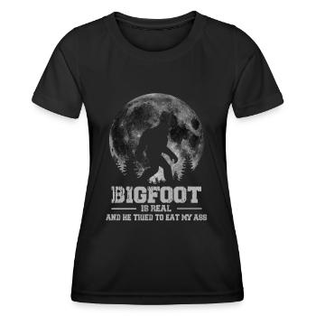 Bigfoot Is Real And He Tried To Eat My Ass - Frauen Funktions-T-Shirt - Schwarz - Vorne - AI Model Female 172 light (172cm)