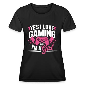 Ich leieb Gaming und bin eine Frau – Gaming Girl - Frauen Funktions-T-Shirt - Schwarz - Vorne - AI Model Female 172 light (172cm)