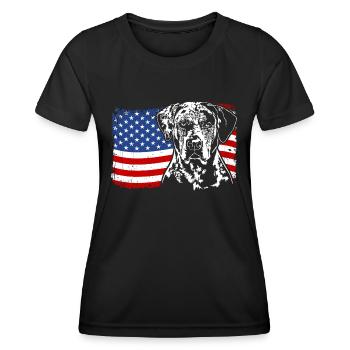 CATAHOULA LEOPARD DOG America Flag Dogs Wilsigns - Women's Functional T-Shirt - black - Front - AI Model Female 172 light (172cm)