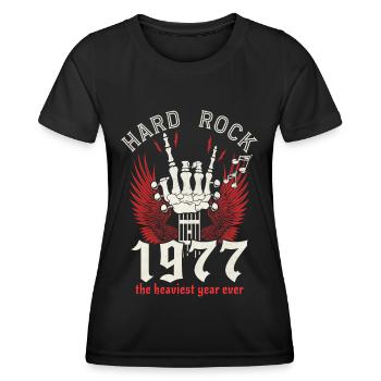 Hard Rock Musician 1977 45 years anniversary - Women's Functional T-Shirt - black - Front - AI Model Female 172 light (172cm)