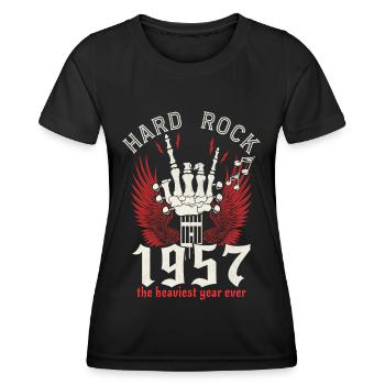 Hard Rock Musiker 1957 65 Jahre Jubiläum - Frauen Funktions-T-Shirt - Schwarz - Vorne - AI Model Female 172 light (172cm)