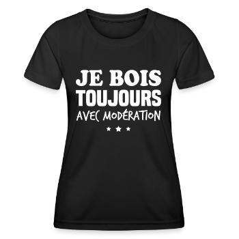 Je bois toujours avec modération - T-shirt sport Femme - noir - Devant - AI Model Female 172 light (172cm)
