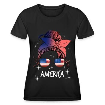 America - Women's Functional T-Shirt - black - Front - AI Model Female 172 light (172cm)