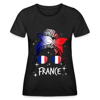 Frankreich - Frauen Funktions-T-Shirt - Schwarz - Vorne - AI Model Female 172 light (172cm)