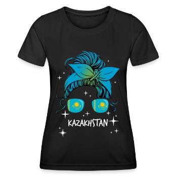 Kazakhstan - T-shirt sport Femme - noir - Devant - AI Model Female 172 light (172cm)