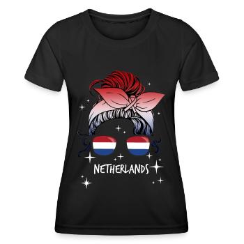 Niederlande - Frauen Funktions-T-Shirt - Schwarz - Vorne - AI Model Female 172 light (172cm)