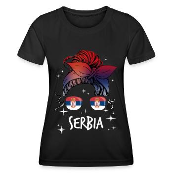 Serbien - Frauen Funktions-T-Shirt - Schwarz - Vorne - AI Model Female 172 light (172cm)