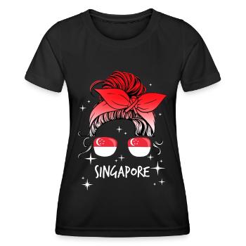Singapur - Frauen Funktions-T-Shirt - Schwarz - Vorne - AI Model Female 172 light (172cm)