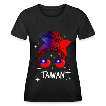 Taiwan - Frauen Funktions-T-Shirt - Schwarz - Vorne - AI Model Female 172 light (172cm)