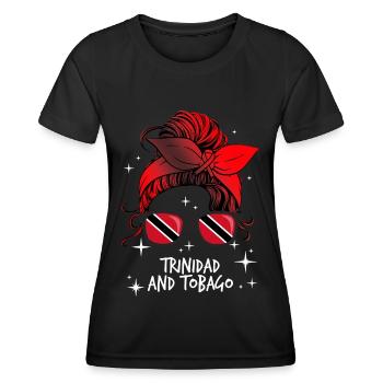 Trinité et Tobago - T-shirt sport Femme - noir - Devant - AI Model Female 172 light (172cm)