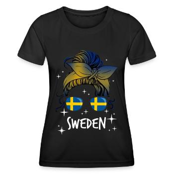 Schweden - Frauen Funktions-T-Shirt - Schwarz - Vorne - AI Model Female 172 light (172cm)