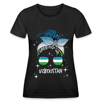 Ouzbékistan - T-shirt sport Femme - noir - Devant - AI Model Female 172 light (172cm)