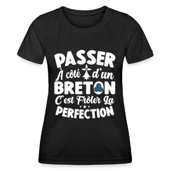 Bretagne Frôler La Perfection Cadeau Breton Breizh - T-shirt sport Femme - noir - Devant - AI Model Female 172 light (172cm)