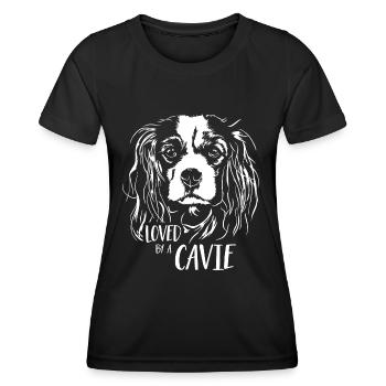 CAVALIER KING CHARLES SPANIEL loved Cavie Wilsigns - Women's Functional T-Shirt - black - Front - AI Model Female 172 light (172cm)