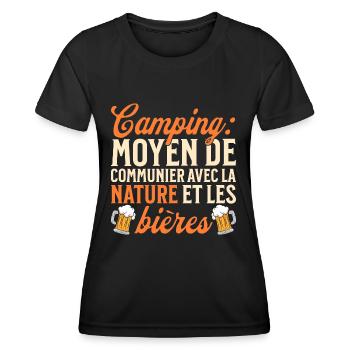 Humour Camping Nature Et Bières - T-shirt sport Femme - noir - Devant - AI Model Female 172 light (172cm)