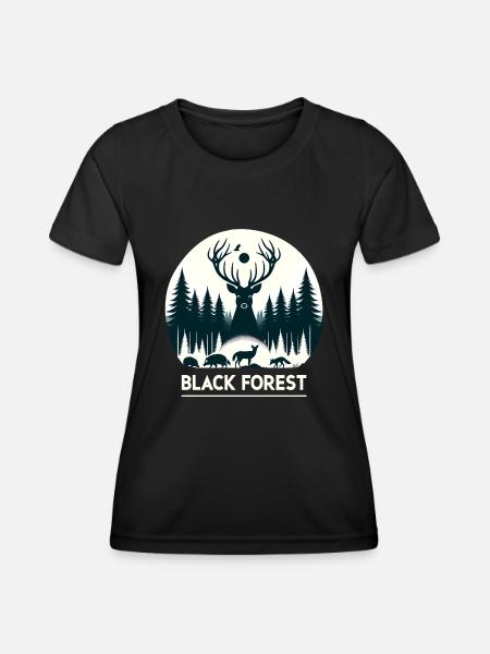 Black Forest Wildlife Silhouette - Women's Functional T-Shirt - black