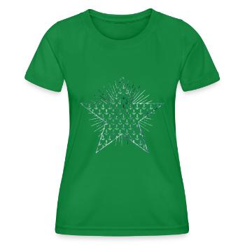 Stern mit Anker Muster und Sonnenstrahlen - Frauen Funktions-T-Shirt - Kelly Green - Vorne - AI Model Female 172 dark (172cm)