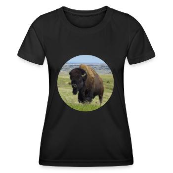 Taureau de buffle Cow Bison Jerky - T-shirt sport Femme - noir - Devant - AI Model Female 172 light (172cm)