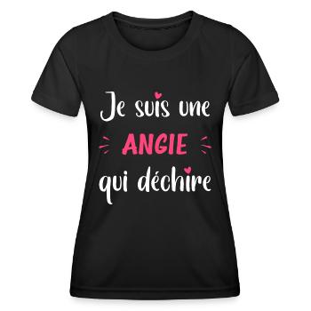 Je suis une ANGIE qui déchire - T-shirt sport Femme - noir - Devant - AI Model Female 172 light (172cm)