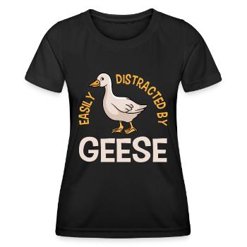 Distracted by Geese Cute Waddling Goose Nature - Women's Functional T-Shirt - black - Front - AI Model Female 172 light (172cm)