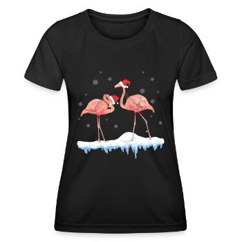 Flamants roses de Noël - T-shirt sport Femme - noir - Devant - AI Model Female 172 light (172cm)
